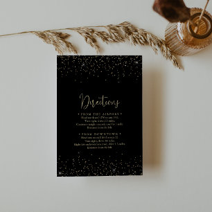 Gold Confetti Fancy Script Wedding Directions Informatiekaartje