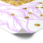 Gold Confetti Floral Blue en Paarse Welkom Poster (Hoek)