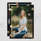 Gold Confetti Foto Afstuderen Aankondiging (Voorkant / Achterkant)