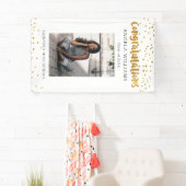 Gold Confetti Gefeliciteerd Afstuderen Foto Spandoek (Insitu)