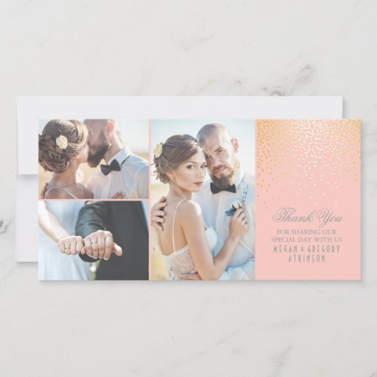 Gold Confetti Glamor Mariage rose Merci (Devant)