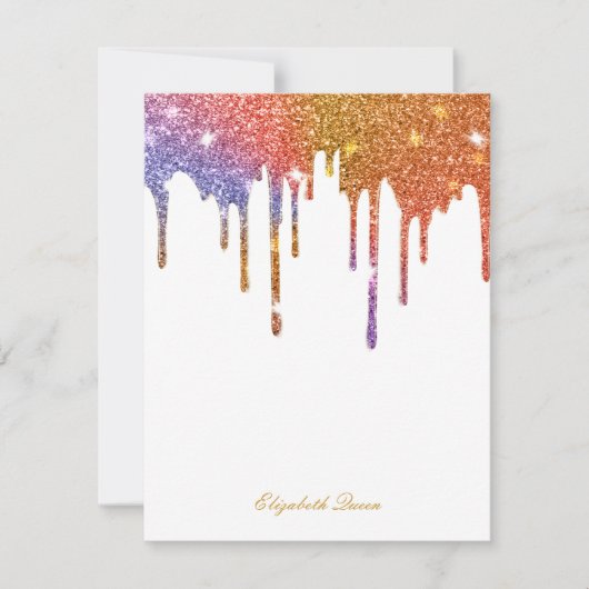 Gold Confetti Glitter Drip Invitation Stationery Kaart (Voorkant)