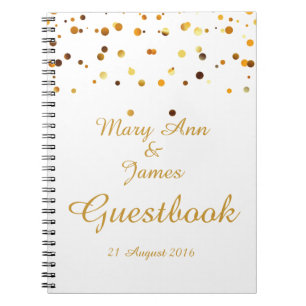 Gold Confetti Glitter Faux Folie White Guest Notitieboek