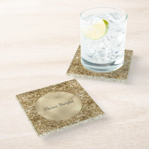 Gold Confetti Glitter Glazen Onderzetter