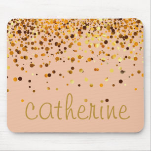 Gold Confetti Glitter golden Faux Foil Glittery Muismat