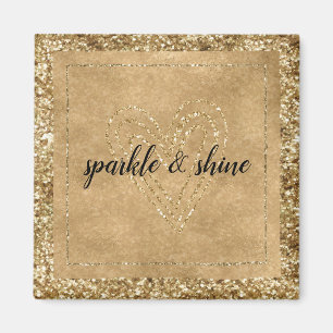 Gold Confetti Glitter Heart Magneet