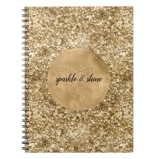 Gold Confetti Glitter Heart Notitieboek (Voorkant)