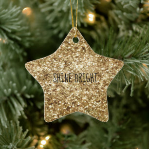 Gold Confetti Glitter Keramisch Ornament