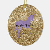 Gold Confetti Glitter Paarse Unicorn Keramisch Ornament (Links)