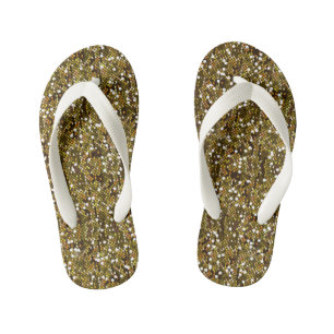 Gold Confetti Glitter Print Kinder Teenslippers