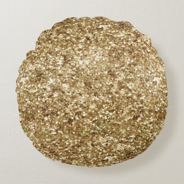 Gold Confetti Glitter Rond Kussen (Voorkant)