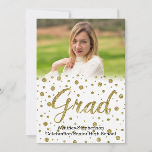 Gold Confetti Grad Photo Faire-part de graduation