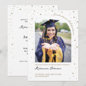 Gold Confetti Graduation Party Invitation (Devant / Derrière)