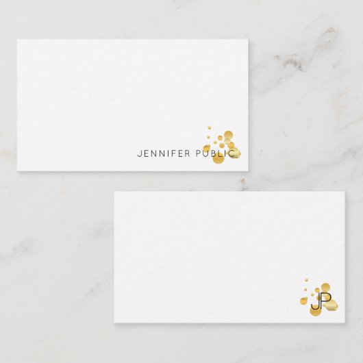 Gold Confetti Hand Script Monogram Elegant Trendy Notitiekaartje (Voorkant / Achterkant)
