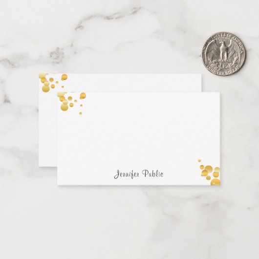 Gold Confetti Handwriting Monogram Sjabloon Chic (Voorkant / Achterkant in situ)