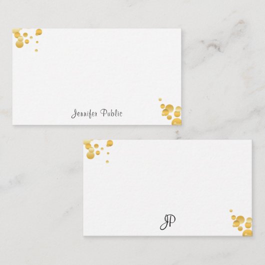 Gold Confetti Handwriting Monogram Sjabloon Chic (Voorkant / Achterkant)