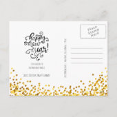 Gold Confetti Happy Nieuwjaar Briefkaart (Achterkant)