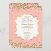 Gold Confetti Invitation Kaart (Voorkant / Achterkant)