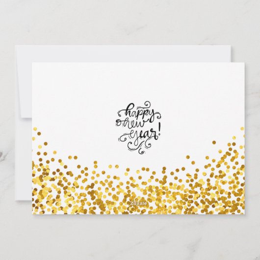 Gold Confetti Joyeux Carte photo du Nouvel An (Dos)