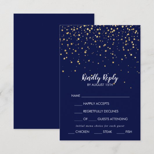 Gold Confetti | Keuze van het menu Navy Wedding RS (Voorkant / Achterkant)