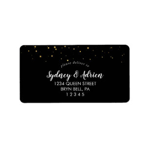 Gold Confetti   Label zwart retouradres