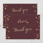 Gold Confetti Love Bourgogne Mariage Merci (Devant / Derrière)