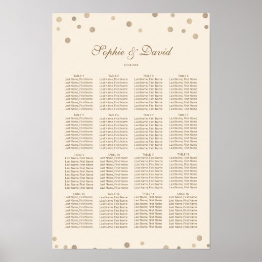 Gold Confetti Love Champagne Wedding Poster (Voorkant)