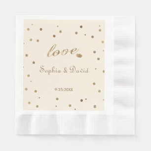 Gold Confetti Love Champagne Wedding Servet