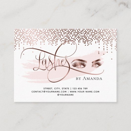 Gold confetti Maquillage Eyes Lashes Carte de soin (Devant)