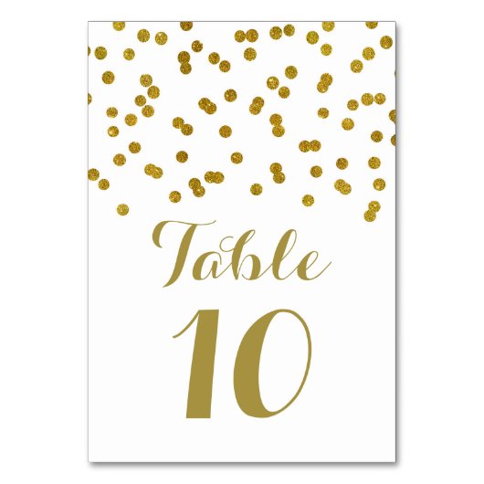 Gold Confetti Mariage Cartes Numéro de table (Dos)