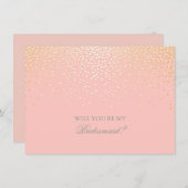 Gold Confetti Mariage rose Bridesmaid Invitation (Devant / Derrière)