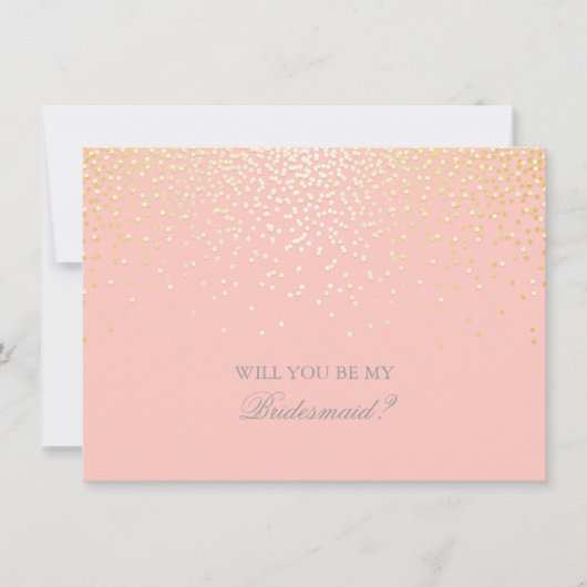Gold Confetti Mariage rose Bridesmaid Invitation (Devant)