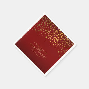 Gold Confetti Maroon Red Servet