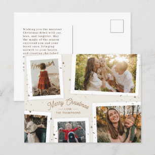 Gold Confetti Memories Christmas Photo Briefkaart