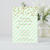 Gold Confetti Mint Stripes Mariage RSVP (Debout devant)