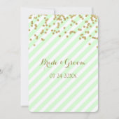 Gold Confetti Mint Stripes Wedding Invitations Kaart (Voorkant)