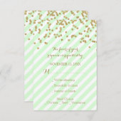 Gold Confetti Mint Stripes Wedding RSVP (Voorkant / Achterkant)