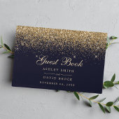 Gold Confetti Navy Blue Modern Chic Wedding Gastenboek