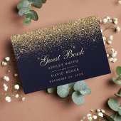Gold Confetti Navy Blue Modern Chic Wedding Gastenboek