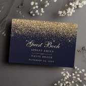 Gold Confetti Navy Blue Modern Chic Wedding Gastenboek