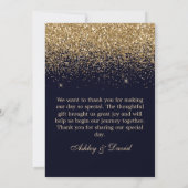 Gold Confetti Navy Blue Modern Wedding Bedankkaart (Achterkant)