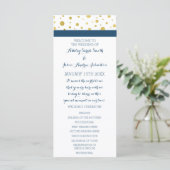 Gold Confetti Navy Blue Wedding Programma (Staand voorkant)