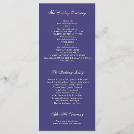 Gold Confetti Navy Elegant Glitter Wedding Program Programma (Achterkant)