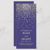 Gold Confetti Navy Elegant Glitter Wedding Program Programma (Voorkant / Achterkant)