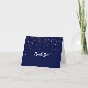 Gold Confetti   Navy Wedding Hartelijk dank Bedankkaart