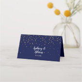 Gold Confetti | Navy Wedding Place Card (Achterkant)