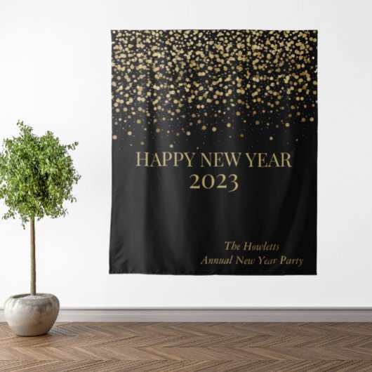 Gold Confetti nieuwjaar op maat Wandkleed
