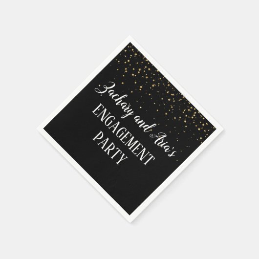 Gold Confetti op Black Engagement Party Napkins Servet (Hoek)