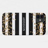 Gold Confetti op Black Stripe Pattern Case-Mate iPhone Case (Achterkant (horizontaal))