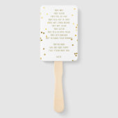 Gold Confetti op Ecru Wedding Program Hand Fans Handwaaier (Achterkant)